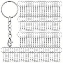 10Pcs/ Bag25mm Aperture Keychain DIY Jewelry Making For DIY Keychain Pendant Decoration Aperture Plus Four Section Chain Plus Lobster Chain Combination Keychain Accessories