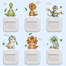 BRUP 1/2/6sheets Cartoon Dinosaur Wall Stickers, Self-Adhesive Vinyl Home Decor, Wall Decals For Kids Rooms, Suitable For Nurseries And Baby Rooms, Cute Animal Bedroom Wall Art - Multicolor - View 11