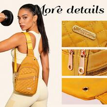 2026 Solid Color Quilted Waist Bag - Casual Large Capacity Zipper Chest Bag, Adjustable Crossbody Bag, Daily Use, Lightweight And Waterproof Valentine's Day Gift - Yellow - View 5