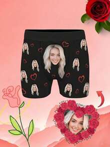 Customizable Men's Briefs, Personalized Photo Print, Made Of High-Elastic Polyester-Spandex Blend Fabric. Unique Gift For Valentine's Day, Anniversary Or Daily Wear - A62 Hollow Design - Black - View 2