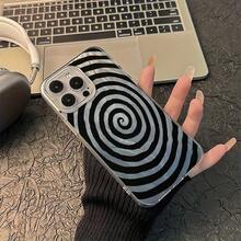1pc Feather Texture IMD Lens Protection Anti-Drop Black Swirl Pattern Phone Case, Personalized Compatible With IPhone 16 Pro Max, 17/16/15/14 Plus/13/12/11, Air, Compatible With Samsung Series - Multicolor - View 2