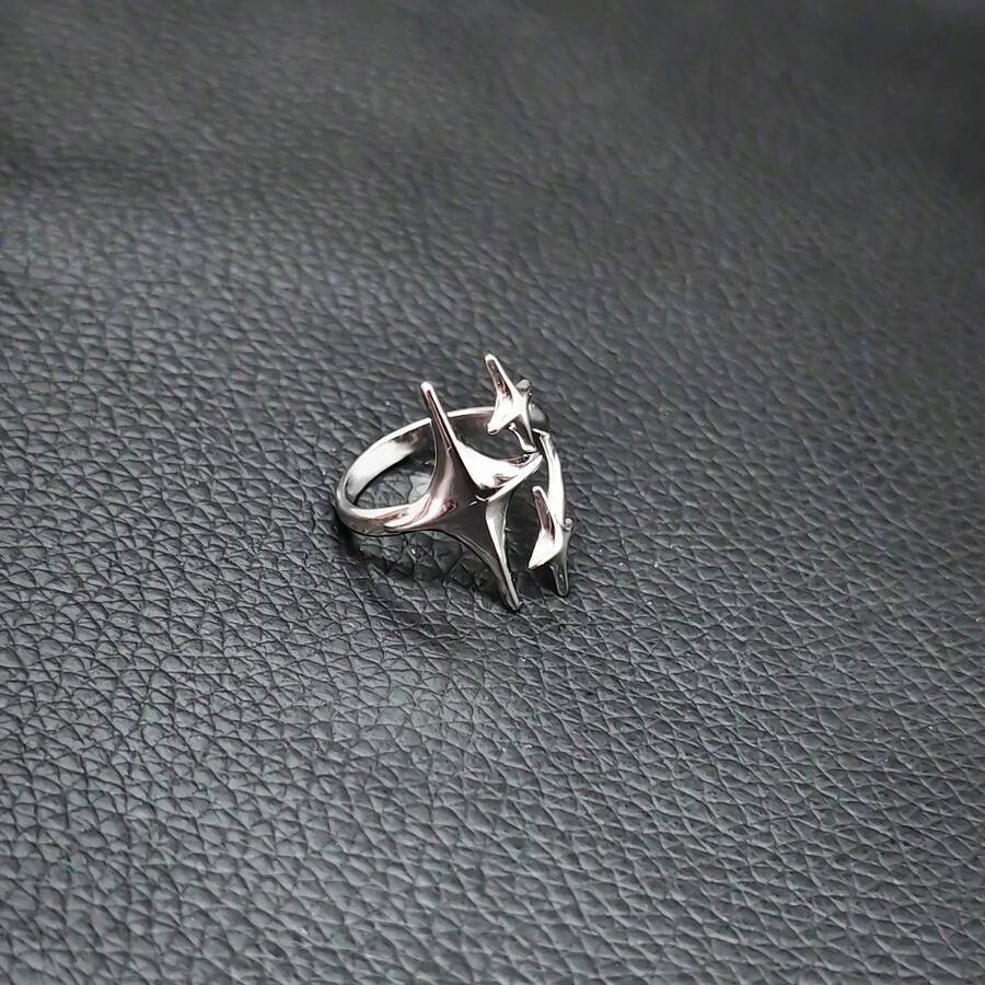 1 Or 2 Star Rings, Simple, Stylish, And , Suitable For Birthdays, Parties, Valentine's Day, Anniversaries, And Everyday Wear. The Perfect Valentine's Day Gift For Your Partner. - bạc - Xem 1