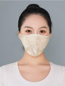 3D Embossed Peony Women's Face Mask - Adjustable Ear Loops, High-End Fashion Breathable Sun Protection, 3D Stylish Accessory, Suitable For Daily Outings, Versatile Mask With Exquisite Design, Delicate Embroidery, Durable Material