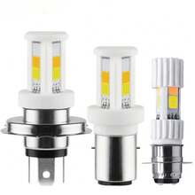 1pc H4 Dual Color LED Motorcycle Lights COB Ceramic H6 BA20D P15D LED Headlights Motorcycle Lights White Yellow 12V - A - View 1