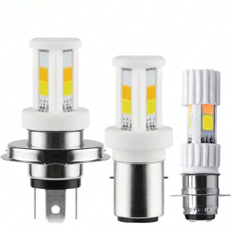 1pc H4 Dual Color LED Motorcycle Lights COB Ceramic H6 BA20D P15D LED Headlights Motorcycle Lights White Yellow 12V - A - View 1