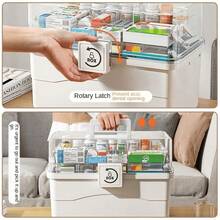 LOVEWE Medicine Organizer Box - Portable Medicine Cabinet, Equipped With Leather Handles, For Home Storage Of Spare Emergency Kits - 白色 - 查看 6