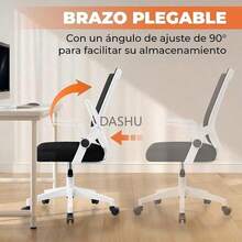 Office Chair, Asiento Acolchado y Base con Ruedas - Silla de Oficina Ergonómica con Respaldo de Malla Transpirable,Silla para Escritorio de Alta Calidad en Blanco y Negro - por defecto - Ver 6