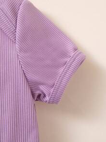 Set de 3 piezas de ropa de primavera/verano para niñas, incluye body con moño, vestido con estampado de mariposa y falda de tirantes, adecuado para fiestas, uso en casa y al aire libre - Morado Violeta - Ver 7