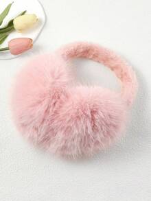 1个可爱粉色女士耳罩，柔软毛绒耳罩，适合秋冬季节，保暖舒适，户外佩戴。 - 粉色 - 查看 2