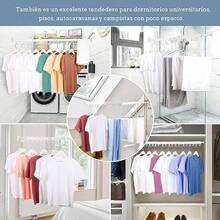 Tendedero de ParedEstante de Ropa Retractil para Ahorro de Espacio Capacidad de Carga 35KG Con 18 Ganchos y 1 Barra Ángulo Ajustable 360° Tendedero Plegable para Ropa para Balcón Interior y Exterior - blanco - Ver 5