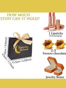 10个/1个/斋月丝带礼盒，小型开斋节礼盒，[带丝带] 中东开斋节包装礼盒，可装各种小物件，是送给朋友的理想礼物，祝您斋月快乐 - 墨綠+墨綠絲帶[金月亮] - 查看 4