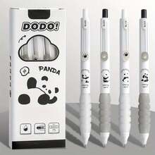 Panda 4pcs Animal Shaped Clicker Medium Point 0.5mm Black Ink Rollerball Pens, Quick Dry, Soft Touch, For Office Signature, Handwriting, School Supplies, Diary Writing,Large-Capacity Multi-Layer Pencil Case,Back To School Supplies Essentials Office Supplies Valentine's Day Gifts - Multicolor - View 1