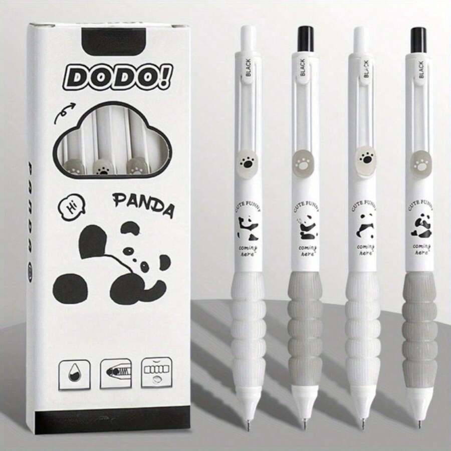 Panda 4pcs Animal Shaped Clicker Medium Point 0.5mm Black Ink Rollerball Pens, Quick Dry, Soft Touch, For Office Signature, Handwriting, School Supplies, Diary Writing,Large-Capacity Multi-Layer Pencil Case,Back To School Supplies Essentials Office Supplies Valentine's Day Gifts - Multicolor - View 1