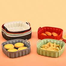 1pc Random Color Air Fryer Silicone Liner And Gloves, Reusable Square Silicone Air Fryer Liner, Air Fryer Basket, Easy To Clean 7QT Or Larger Capacity Air Fryer Silicone Pot, Suitable For Air Fryer, Microwave And Oven - Multicolor - View 4