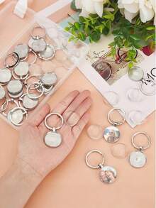 5pcs Keychain Base Pendant, Convex Gemstone Base, Keyring Charm, Time Gem Base, Suitable For DIY Keychain, Keychain, Bracelet Pendant, Bag Pendant, Earrings, Necklace, Jewelry, Ideal For Making Holiday Gifts And Valentine's Day Gifts, Charming Craft Decoration Materials - Keychain Cabochon Base - View 7