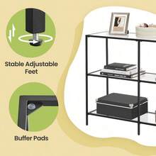 39.4 Inch Console Table, 3-Tier Modern Sofa Table For Hallway, Living Room Bedroom, Black - Black - View 6