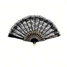 1pc 1920s Retro Lace Hand Fan Stage Performance Party Decoration Masquerade Singles Party Decoration - 彩色 - 查看 6