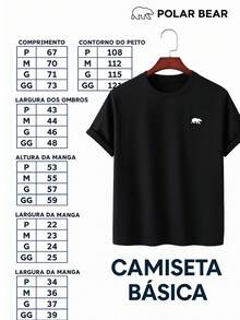 POLARBEAR Camiseta Básica Milano Algodão Camisa Costura Reforçada Unissex StreetWear - Azul Marinho - Visão 5