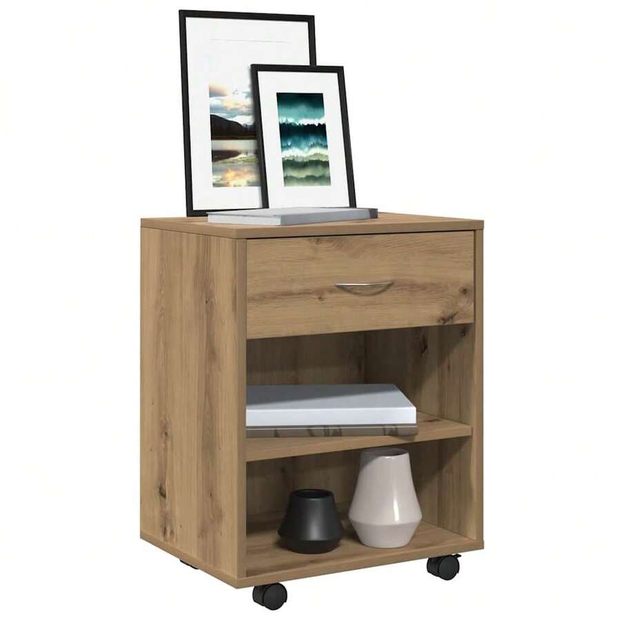 vidaXL Armadio roulante chêne artigianale 46x36x59 cm ingegneria del legno - Castano - Visualizzare 1
