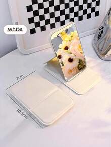 Espejo de maquillaje plegable portátil, espejo compacto de piel sintética (PU), adecuado como regalo, esencial para viajes, necesidad cosmética, fácil de almacenar, ideal para cumpleaños, graduación, Halloween, regalos de Navidad, decoración de sala de maquillaje - Multicolor - Ver 9