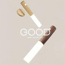 1 Lámpara de pared con sensor de movimiento, lámpara inteligente de madera imitación con luz nocturna infrarroja por movimiento, lámpara de pared LED recargable para pasillo, tipo de montaje magnético, para mesa o pared, luz de sensor interior, disponible en 3 temperaturas de color - Multicolor - Ver 4