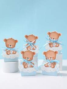 12 pièces Boîtes cadeaux en forme d'ours en peluche, boîtes d'emballage en papier avec motif d'ours mignon pour bonbons et chocolats, convient pour les cadeaux de baby shower, boîtes cadeaux pour fête d'anniversaire sur le thème de l'ours, cadeaux de mariage, décoration de fête de révélation de genre, décoration de fête d'ours en peluche, décoration de table, fournitures pour fête d'anniversaire d'ours, remise des diplômes, rentrée scolaire et autres occasions. - ours - Voir 9