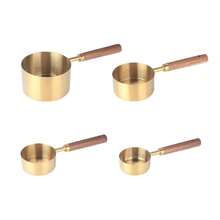 4/8pcs Measuring Cup & Spoon Set, Stainless Steel Measuring Cups And Spoons With Rosewood Handles, Suitable For Dry Goods And Liquid Ingredients, Baking Tools DIY, Seasoning Spoon, Powder Spoon, Coffee Spoon Kitchen Baking Tools - Multicolor - View 5