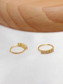 1件装 透明5颗锆石鼻环 925纯银耳骨耳环 耳廓耳屏耳骨耳骨穿孔饰品