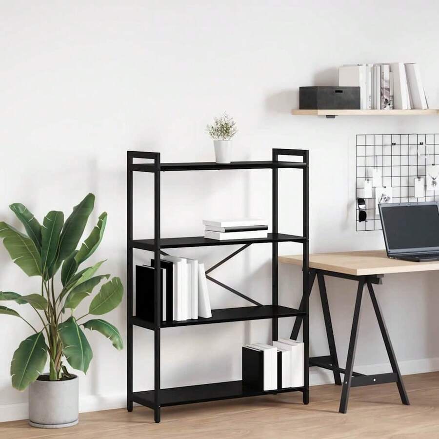 vidaXL Étagère Chêne noir 80 x 30 x 120 cm Bois d'ingénierie - Noir - Voir 1