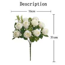 1束/2束玫瑰花束人造花 西方玫瑰婚礼装饰 牡丹假花 人造花 - 彩色 - 查看 4