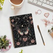 Nvucamd Witchy Celestial Butterfly Floral Spiral Notebook, Gothic Butterfly Moth Journal Notebook For Women, Dark Cottagecore Moth Flower Journaling Notebooks, Witchy Gifts Office Supplies, 5.5x8.3 Inch - 蝴蝶花 - 查看 3