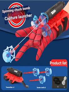 Spider Web Shooter Gloves, 5M Rope Gloves Toy Launcher, Funny Capture Toy Gloves With Button On Palm To Shoot Suction Cup Web Bullets, Become A Superhero And "Save The City" - Multicolor - View 8