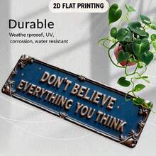 2D平面金属牌匾 - “不要相信你所想的一切”励志墙饰，精美边框和星星图案，蓝色背景，适用于酒吧、客厅、餐厅、酒店以及万圣节和圣诞节等节日。 - 彩色 - 查看 4