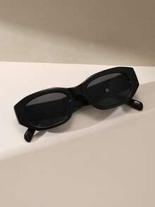 1pc Women's Plastic Square Decorative Fashion Sunglasses - 黑色 - 查看 3