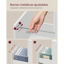 Office Cabinet, Mueble Archivador de 2 Cajones, Archivador Móvil, Soporte Impresora, para Documentos de Tamaño A4, Carta, Carpetas, Blanco MOFC040W46V1 - Blanco - Ver 5