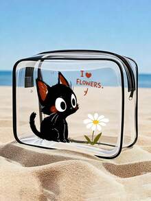 Cute Cat Themed PVC Toiletry Bag, PVC Travel Organizer Pouch, Zippered Closure - Lightweight, Fade-Resistant Makeup Cosmetic Bag, Suitable For Women And Girls, TSA-Approved Portable Makeup Case, Easy To Wipe Clean, Great Gift For Mom, Teacher, Friend, Nurse, Perfect For School Trips And Vacations, Waterproof Toiletry Bag - Multicolor - View 6