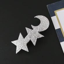 1pc Elegant European & American Linen Texture Two Star Moon Hair Clip, Alloy Hair Accessory