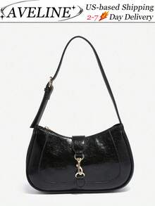 Novachic,1pc Retro Minimalist Hook Decor Adjustable Shoulder Strap Crescent Shape Bag, Suitable For Date, Outing, Party, Burgundy Glossy Crescent Shoulder Bag With Gold Metal Buckle Vintage Tote, Commuter Date Bag For The Discerning, Small Capacity Lightweight Underarm Bag, Top Handle Versatile Casual Design, Spring/Summer Fashion Underarm Pouch With Adjustable Strap, Large Capacity For Everyday Use, Spacious Capacity, Street & Japanese Bag For Women, Y2K Perfect For Spring, Summer, Autumn & Winter, Suitable For Women, Students And Office Workers Commuting, Casual Use Of Small Bags, Suitable For Girls, Ladies, Students, Office Workers, Commuting, School Outfits, Burgundy Red, Fashionable Burgundy Bag, Retro Inspired Bag For Women------Valentine's Day, Valentines, Valentines Day, Bag Charm, Purse Charm, Bag Charms, Beach Accesories For Women, Beach, Beach Bag, Vacation Essentials, Airplane Travel Essentials, Cruise Essentials, Valentines Gift, Valentine's Day Gift [US-Based Shipping]. - màu đen - Xem 11