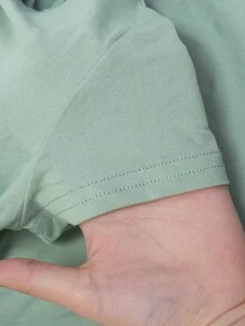 Áo thun ngắn tay cho bé trai, in chữ khẩu hiệu và hình cỏ bốn lá, thích hợp mặc mùa hè. - Màu xanh Bạc hà - Xem 6