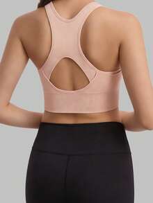 Women's Sports Bra, Padded, Medium Support, Criss-Cross Back Design, Suitable For High-Intensity Gym Workouts Spring - Pink - View 2