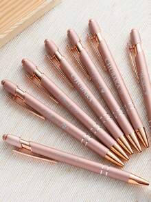 Customized Text/Logo Metal Push Button Pen, Aluminum Barrel Pen, Stylus Ballpoint Pen, Handwriting Touch Screen Pen, Thoughtful Gift For Family, Friends, Teachers, Parents, Colleagues, Great For Back To School, Graduation Season - Multicolor - View 7