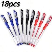 6-15pcs/Pack European Standard Neutral Carbon Office Signature Pens, 0.5mm Bullet Tip, Red, Blue, Black, Student Stationery, Back To School Season - Multicolor - View 8