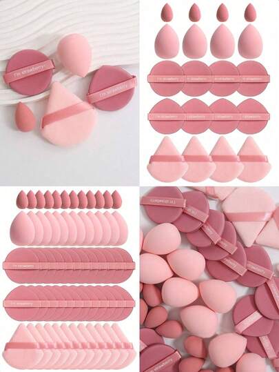 5/10/20/30/60pcs Makeup Tools Set, Foundation Mixing Beauty Sponges, Flawless Liquid, Cream And Powder, Multi-Color Makeup Sponges, Latex-Free Dry & Wet Foundation Makeup Sponges, Suitable For All Skin Types. Made Of Super Soft Velvet, Designed For Contouring, Eyes And Corners, Foundation Mixing Container. Includes Air Cushion Powder Puff, Latex-Free Mixing Sponges And Makeup Sponges For Liquid Foundation, Powder, Concealer.