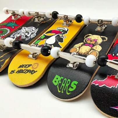 木制手指滑板，适合滑板公园技巧，迷你DIY专业滑板，带金属框架、轴承轮，桌面玩具，非常适合情侣、作为圣诞惊喜、新年礼物、情人节礼物和复活节礼物。