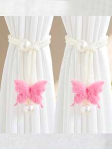 1/2件装可爱蝴蝶樱花装饰窗帘绑带，门帘，咖啡帘，遮阳帘，蚊帐帘绑带，迷人公主房装饰收纳带，婴儿房装饰 - 彩色 - 查看 9