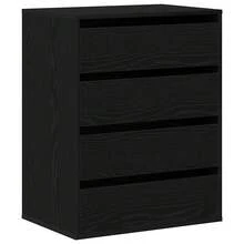 vidaXL Armoire à tiroirs Noir 60 x 41 x 76 cm Bois d'ingénierie - Noir - Voir 2