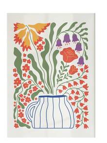 2 件套简约时尚花卉花瓶艺术画 – 带框帆布墙画，明亮装饰海报，适用于客厅书房 - 彩色 - 查看 6