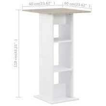 vidaXL Mesa de bar branco e beton 60x60x110 cm - Branco - Ver 6