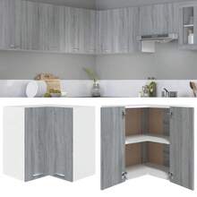 vidaXL Armoire d'angle suspendue "Lyon" Gris Sonoma 57 x 57 x 60 cm Bois d'ingénierie - Gris - Voir 1