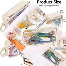 Estuche para lápices de Gran Capacidad, Estuche de Soporte para Juguete pequeño con Gran Capacidad, Neceser de Maquillaje Transparente para Cables de Datos, Accesorios, Tarjetas, cosméticos (lechoso) - como en la foto - Ver 1